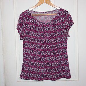 Petite XL Worthington Pink and teal Geometric Blouse